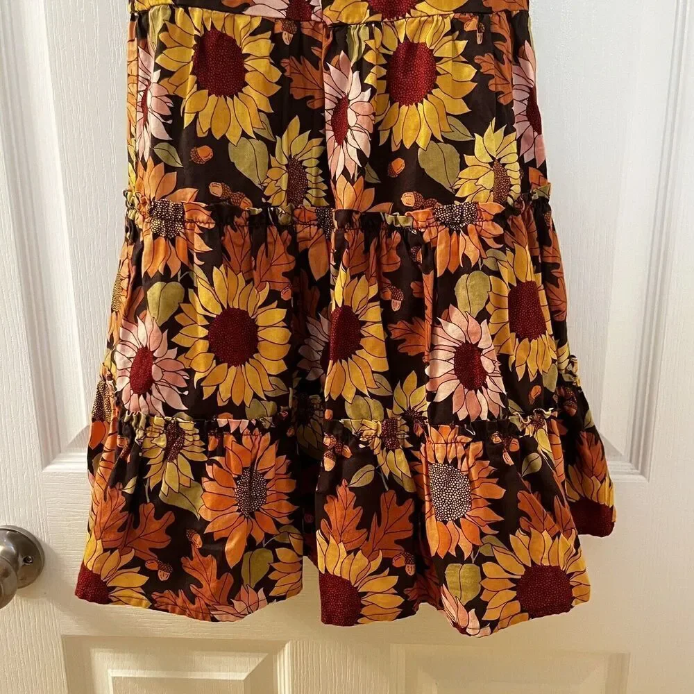 Gymboree Fall Autumn Floral Leaves Sunflower Dress Girls Size 6